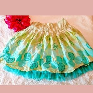 Justice Size 6 Aqua/Green Swirl Tulle Skirt